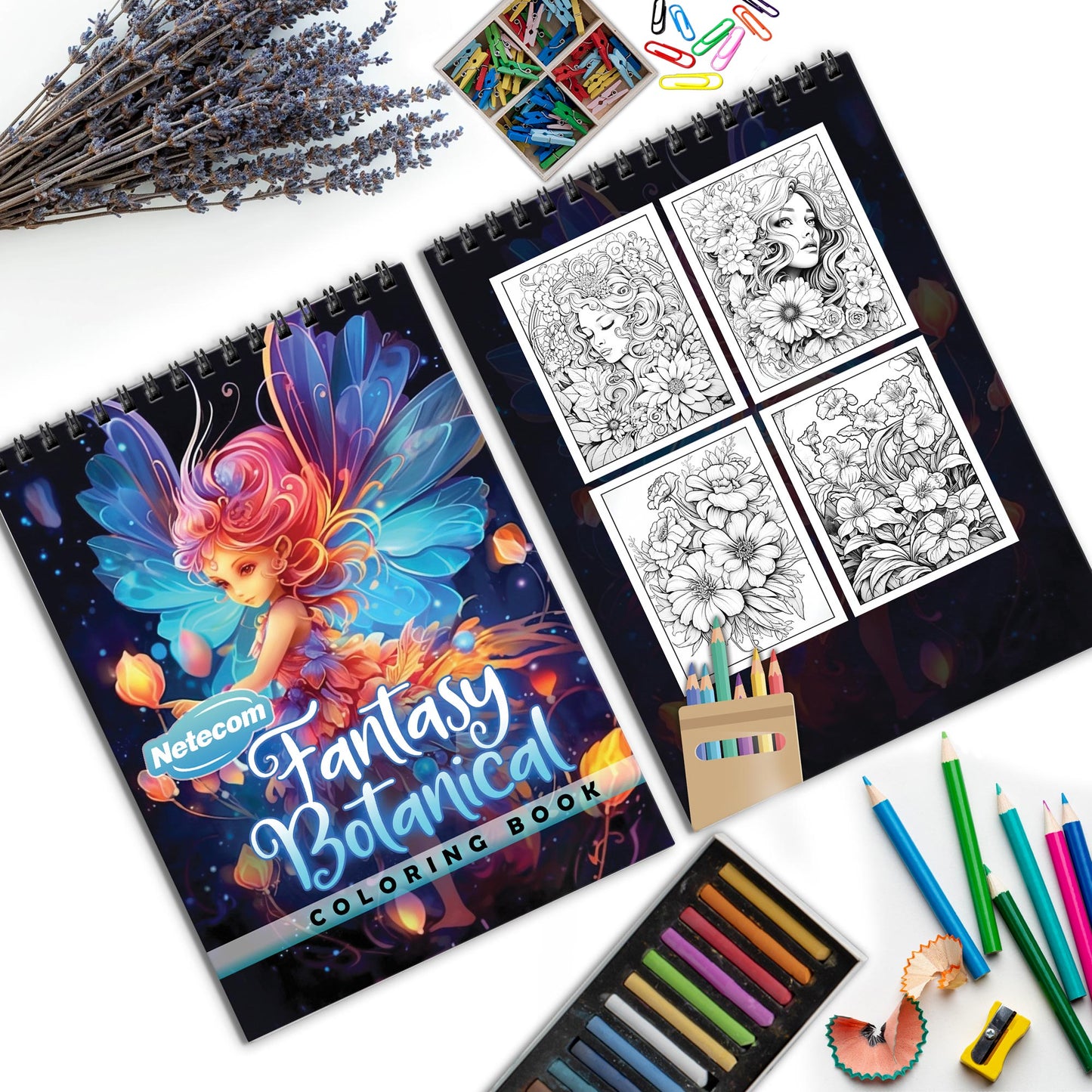 Fantasy Botanical Spiral Bound Coloring Book, Imaginative Fantasy Plants and Landscapes for a Mystical Art Adventure, Great for Fans of Magical Nature