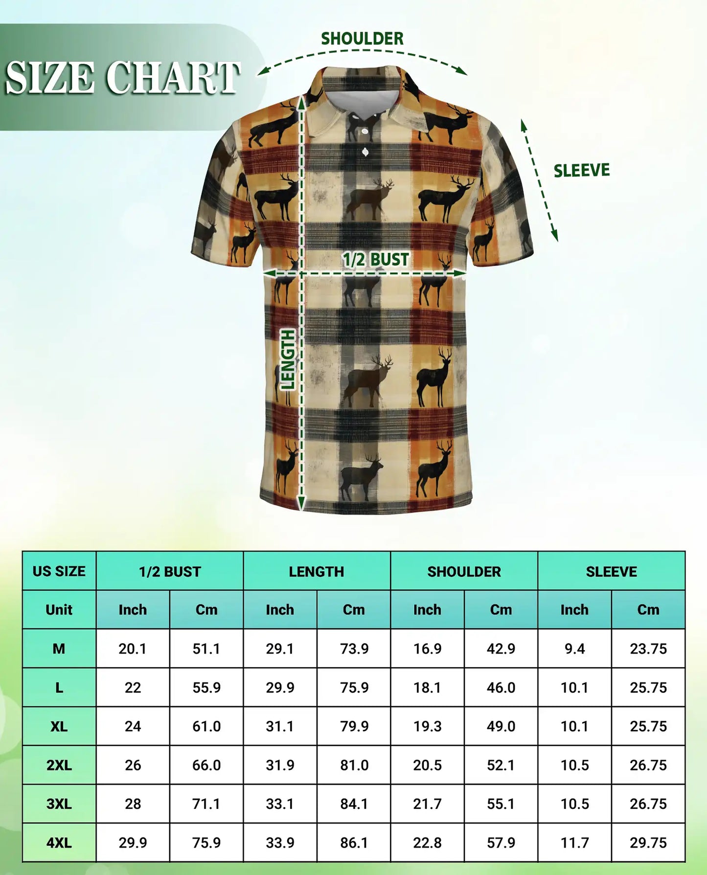 Deer Plaid 3D Polo Shirt for Men – Rustic Hunting Outdoor Style | Netecom