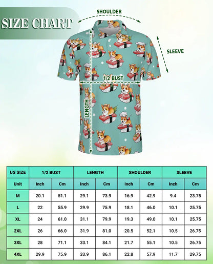 Corgi Sushi 3D Polo Shirt for Men – Funny Japanese Food Dog Style | Netecom