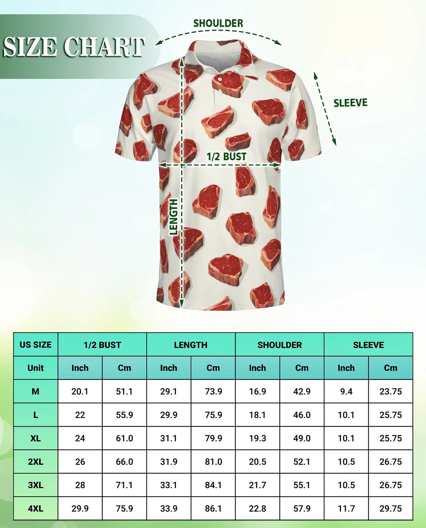 Steak BBQ Polo Shirt – Funny Meat Print | Netecom