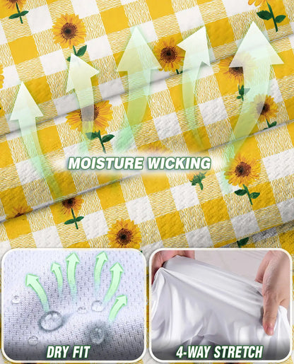 Yellow Gingham Sunflower Sleeveless Polo Shirt for Women | Netecom