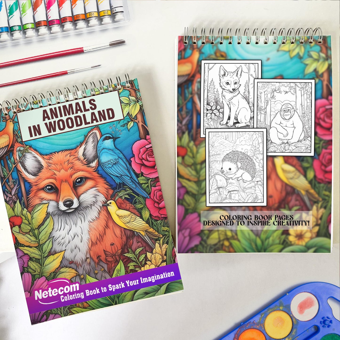 Animals In Woodland Spiral Bound Coloring Book, Unleash Your Creativity with 30 Coloring Pages, Bringing to Life the Majestic and Playful Animals of the Woodland