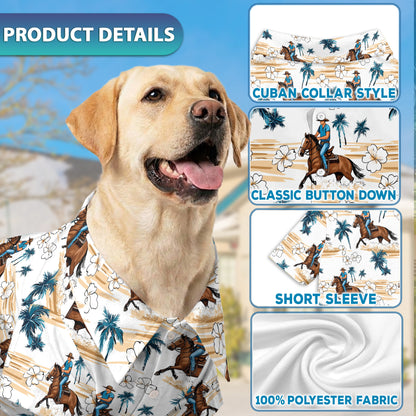 Netecom Softball Hibiscus Hawaiian Aloha Shirt for Dog and Owner, Matching Summer Button Down Pet and Human Outfit, Lightweight Beach Vacation Apparel