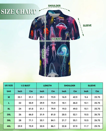 Jellyfish Polo Shirt – Colorful Deep Sea Ocean Print | Netecom