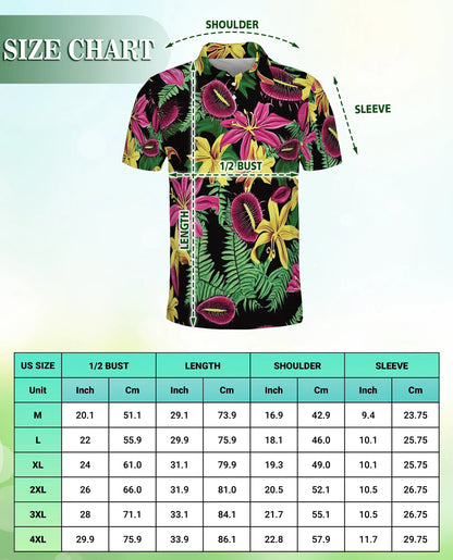 Tropical Floral 3D Polo Shirt for Men – Exotic Jungle Flower Style | Netecom