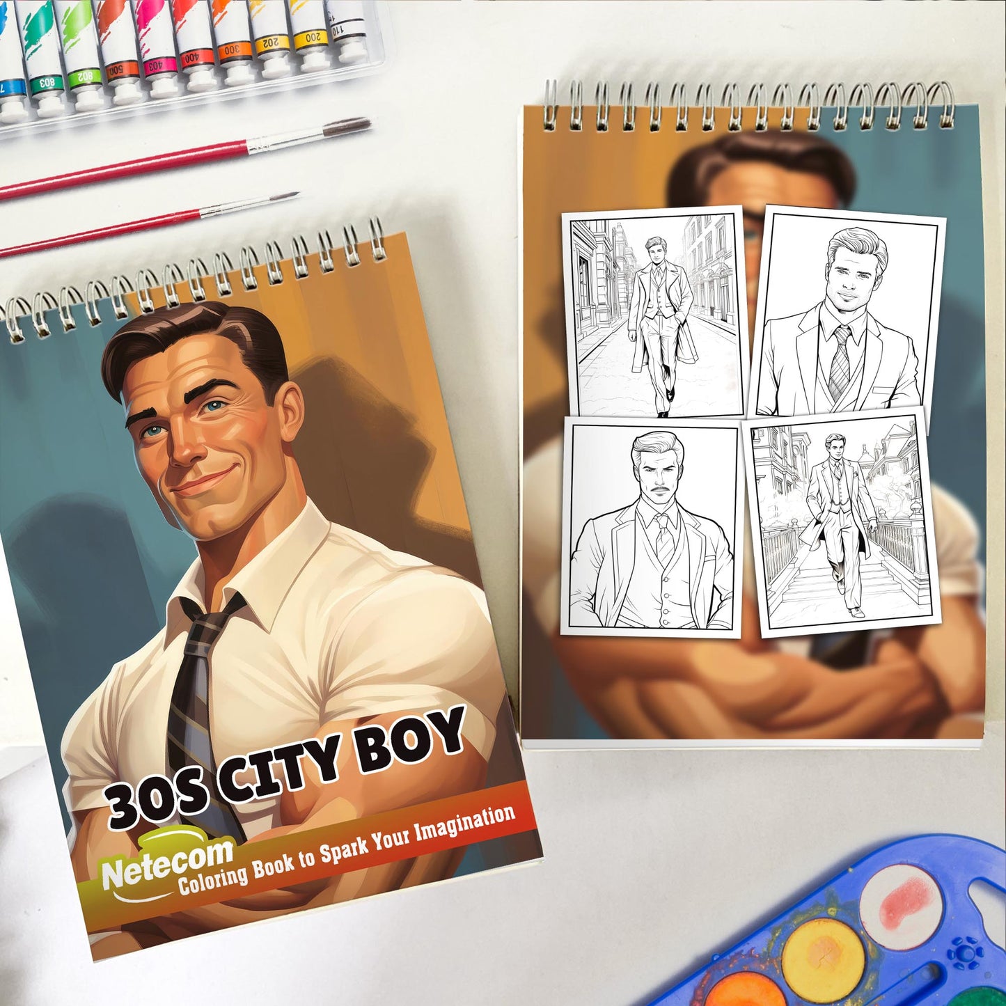 30s City Boy Spiral Bound Coloring Book, Discover the Excitement of City Life with 30 Enchanting Coloring Pages, Unleashing Your Creativity in the World of City Boys