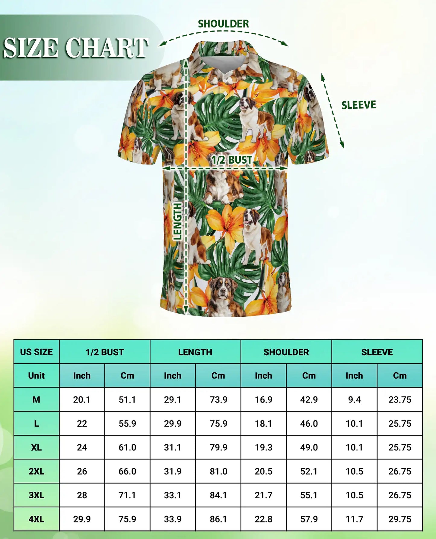 Saint Bernard Polo Shirt – Tropical Floral Dog Print | Netecom