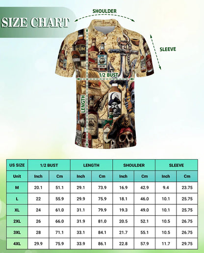 Pirate Rum Polo Shirt – Nautical Treasure Map Print | Netecom