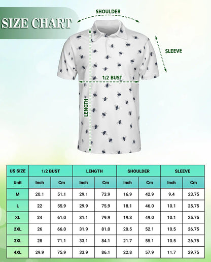 Bee Print Polo Shirt – Minimal Insect Pattern | Netecom