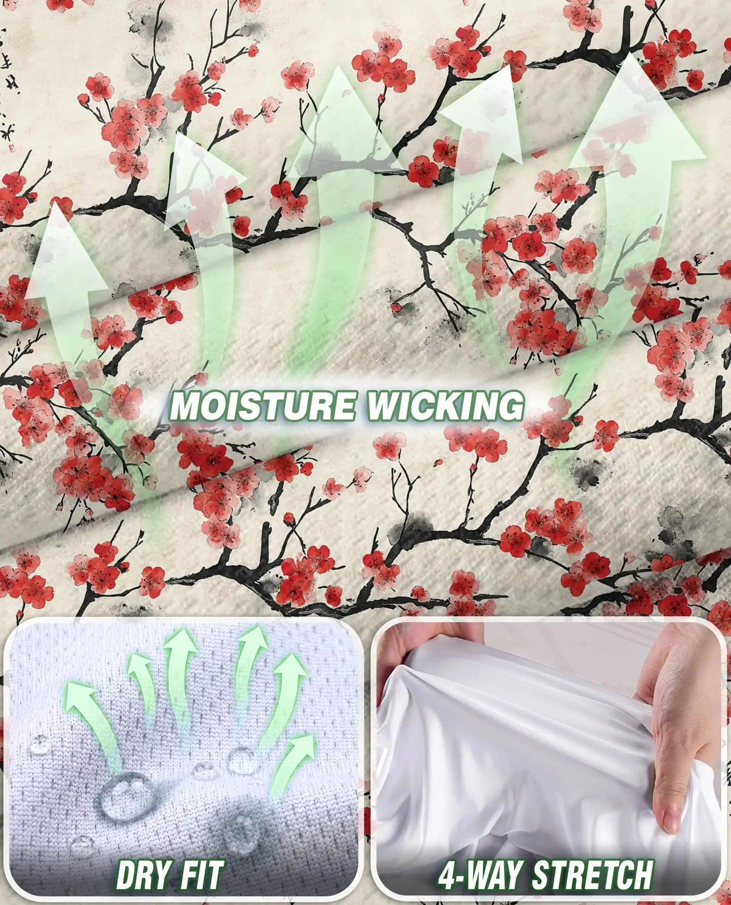 Sumi-e Cherry Blossom Branches Sleeveless Polo Shirt for Women | Netecom