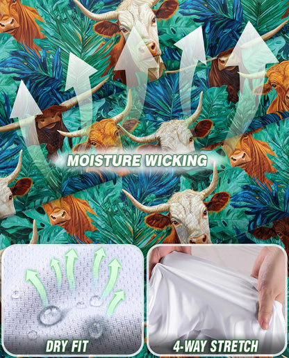 Cow and Tropical Leaves Pattern Sleeveless Polo Shirt for Women | Netecom