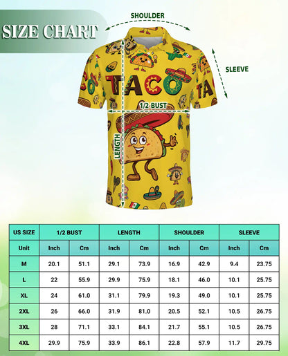Taco Fiesta 3D Polo Shirt for Men – Funny Mexican Food Style | Netecom
