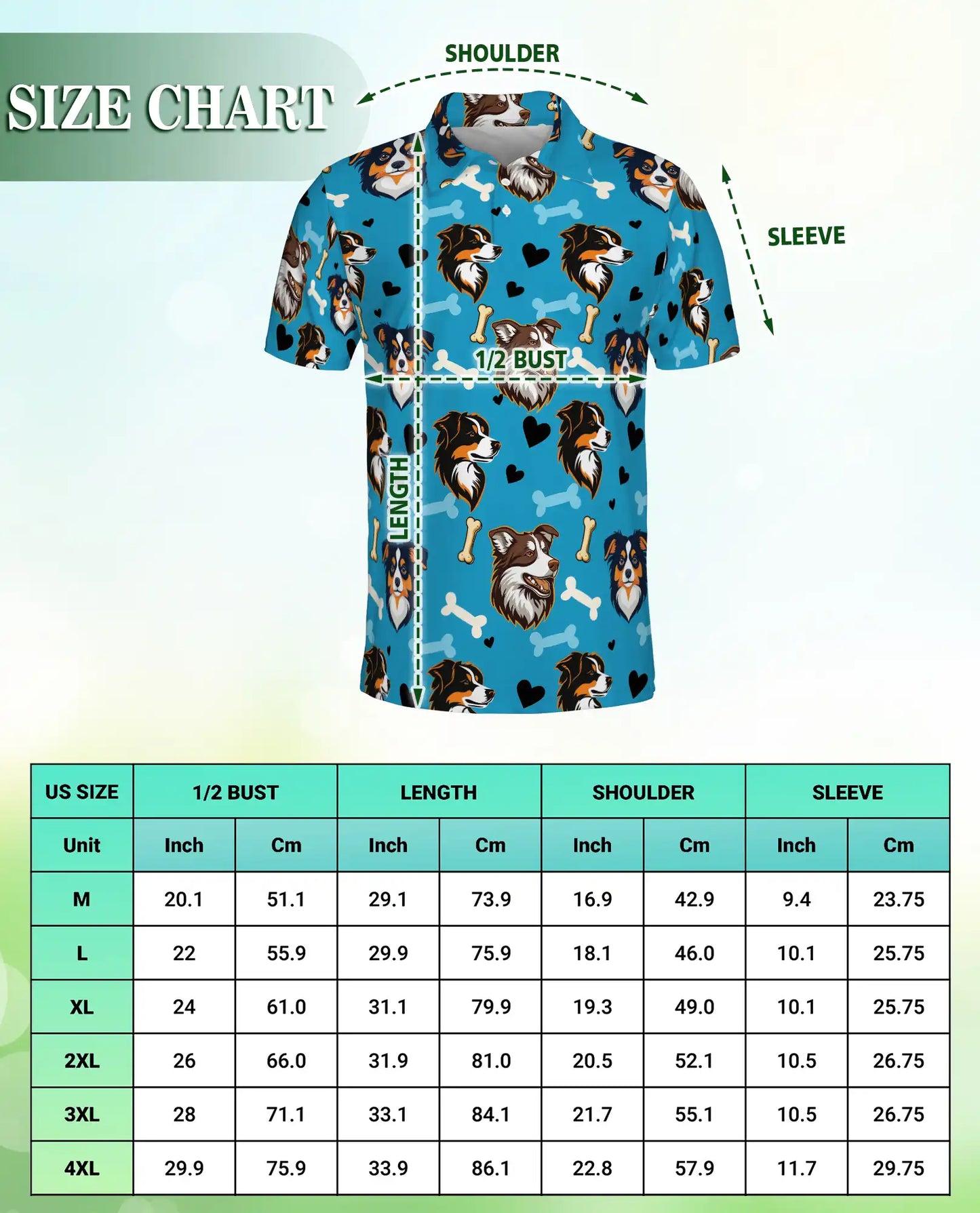 Australian Shepherd Dog Polo Shirt – Cute Blue Pet Print