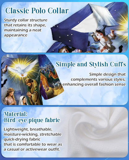 Nativity Christmas 3D Polo Shirt for Men – Religious Holiday Scene Style | Netecom