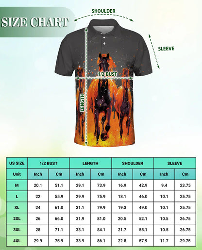 Running Horses Polo Shirt - Wild Stallion Western Style | Netecom