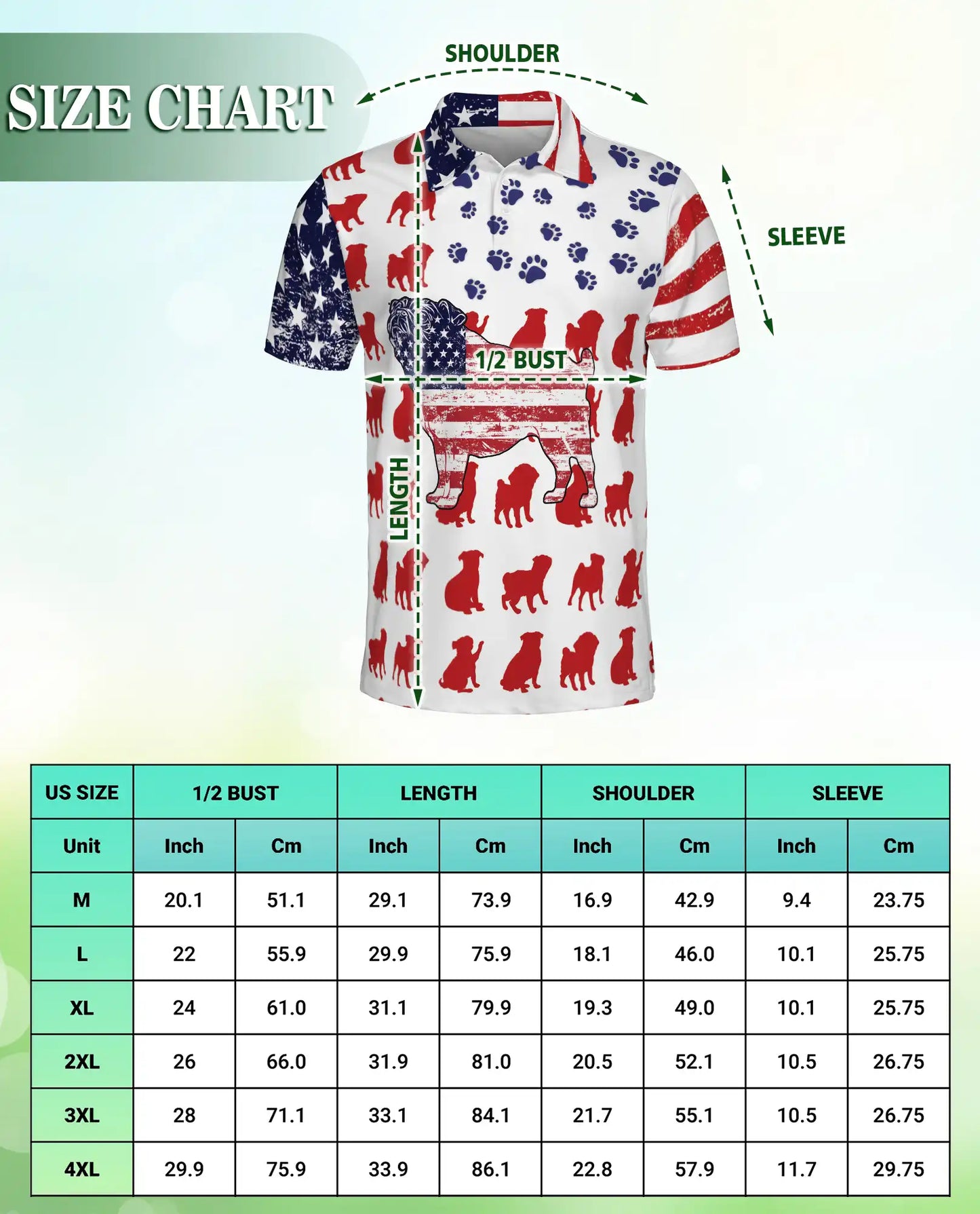 American Flag Pug Dog Polo Shirt | Netecom