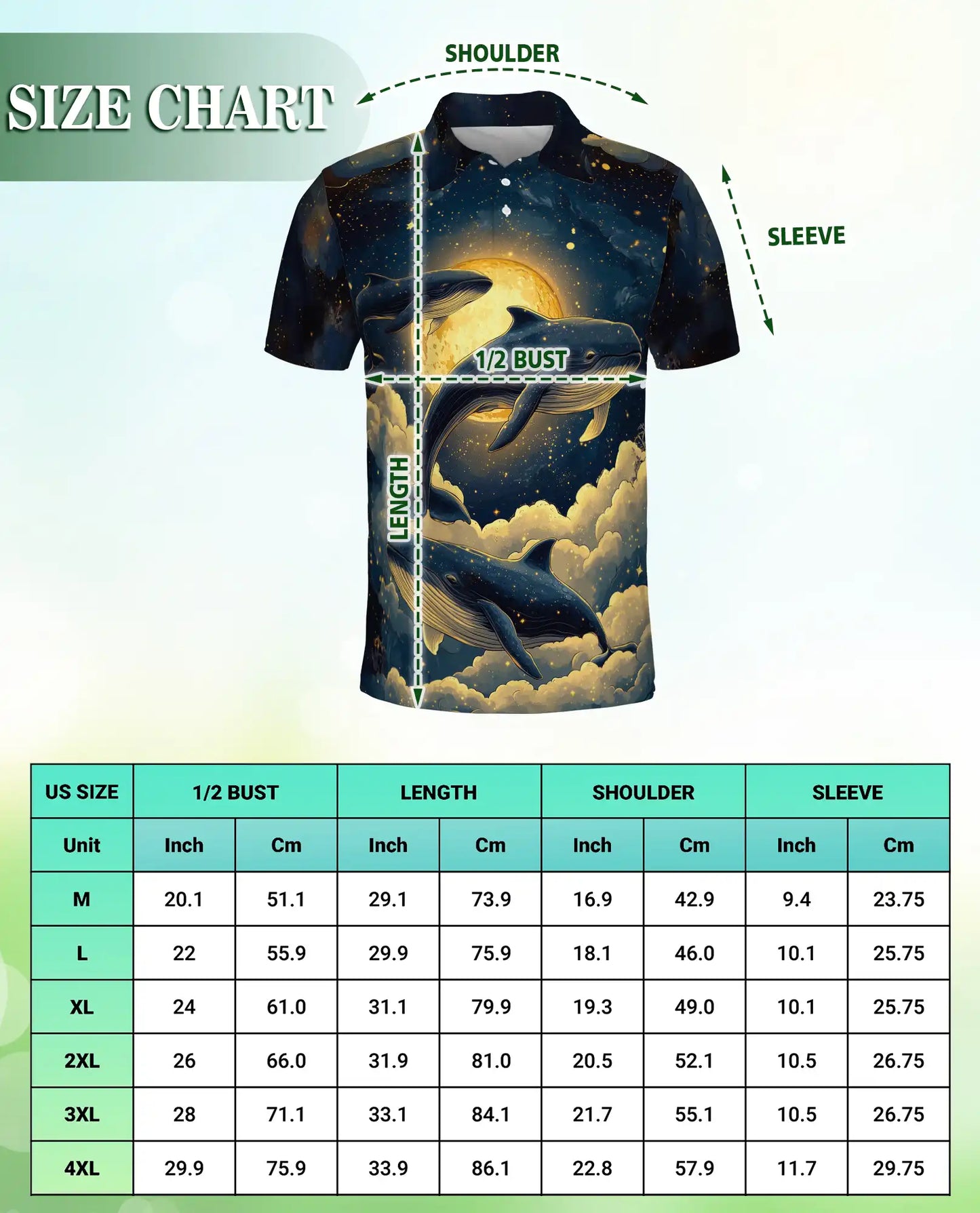 Whale Galaxy Polo Shirt – Moon Ocean Print | Netecom
