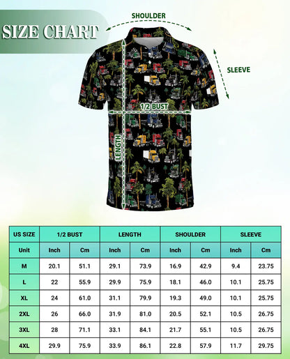 Truck Pattern Hawaiian Polo Shirt | Netecom
