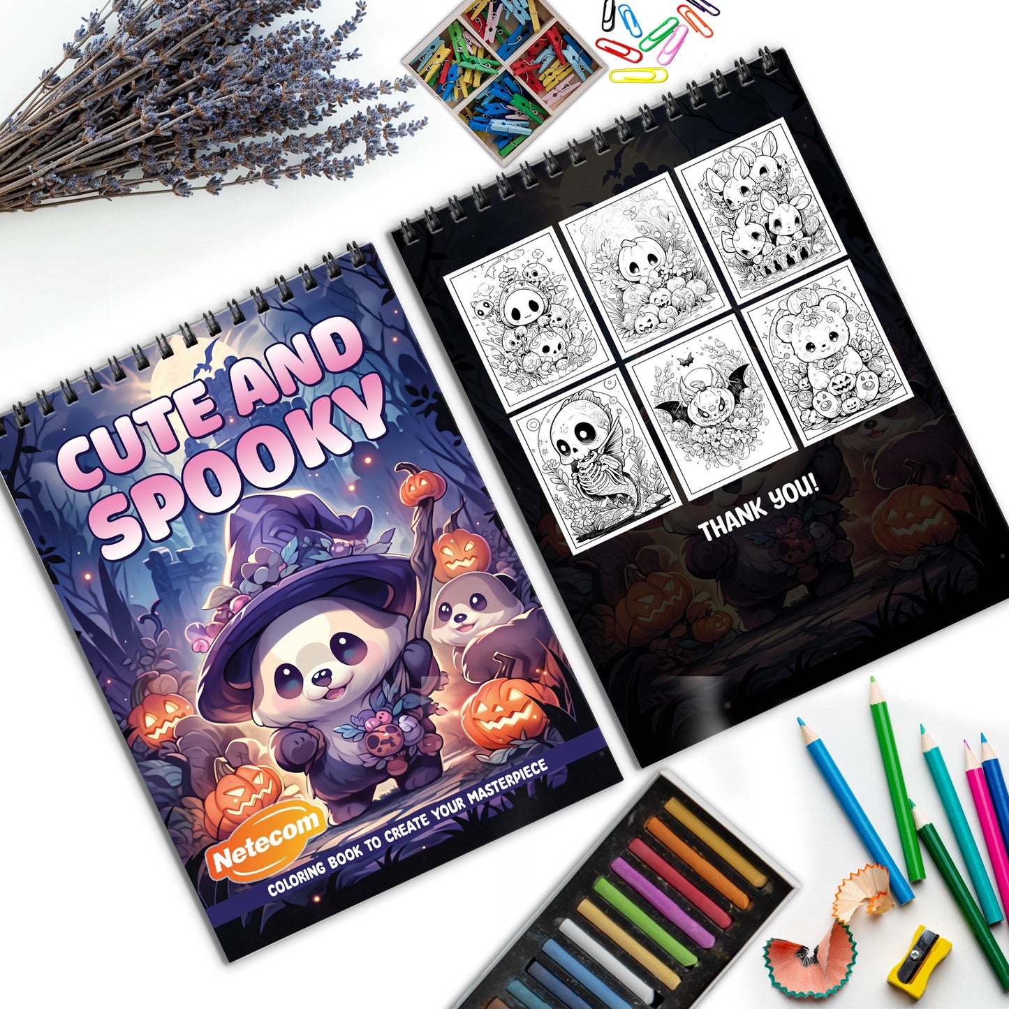 Cute and Spooky Spiral Bound Coloring Book, Adorably Spooky Scenes for Halloween Fun, Ideal for Fans of Cute and Creepy Themes