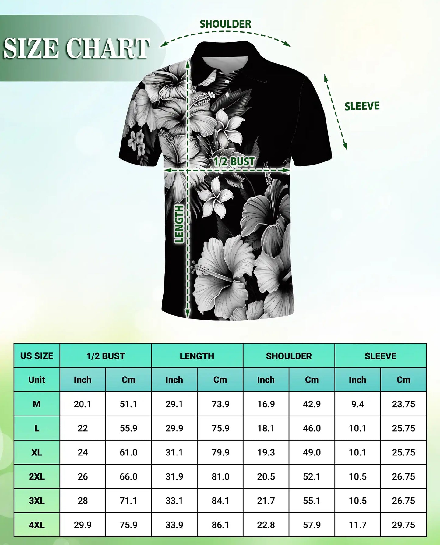 Black White Hibiscus Floral Polo Shirt for Men-Tropical Flower Summer | Netecom