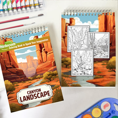 Canyon Landscape Spiral Bound Coloring Book, Discover the Beauty of Nature's Masterpieces with 30 Exquisite Coloring Pages that Showcase the Majestic Canyons and their Unique Features