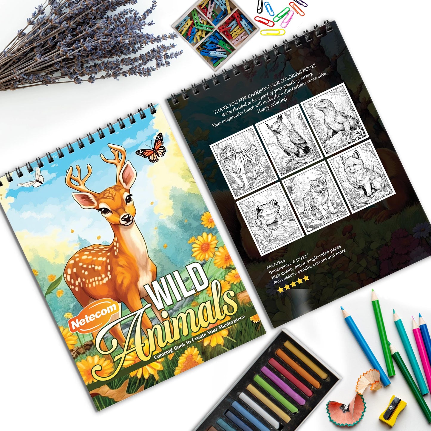 Wild Animals Spiral Bound Coloring Book, Majestic Wild Animals for a Safari Adventure, Ideal for Wildlife Enthusiasts and Nature Lovers