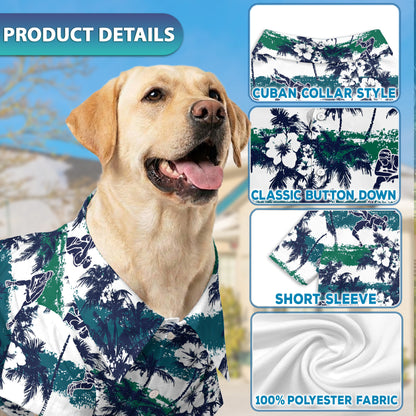 Netecom Matching Wrestling White Palm Aloha Hawaiian Shirt for Dog and Owner, Sport Inspired Summer Shirt, Relaxed Casual Outfit for Pet and Human