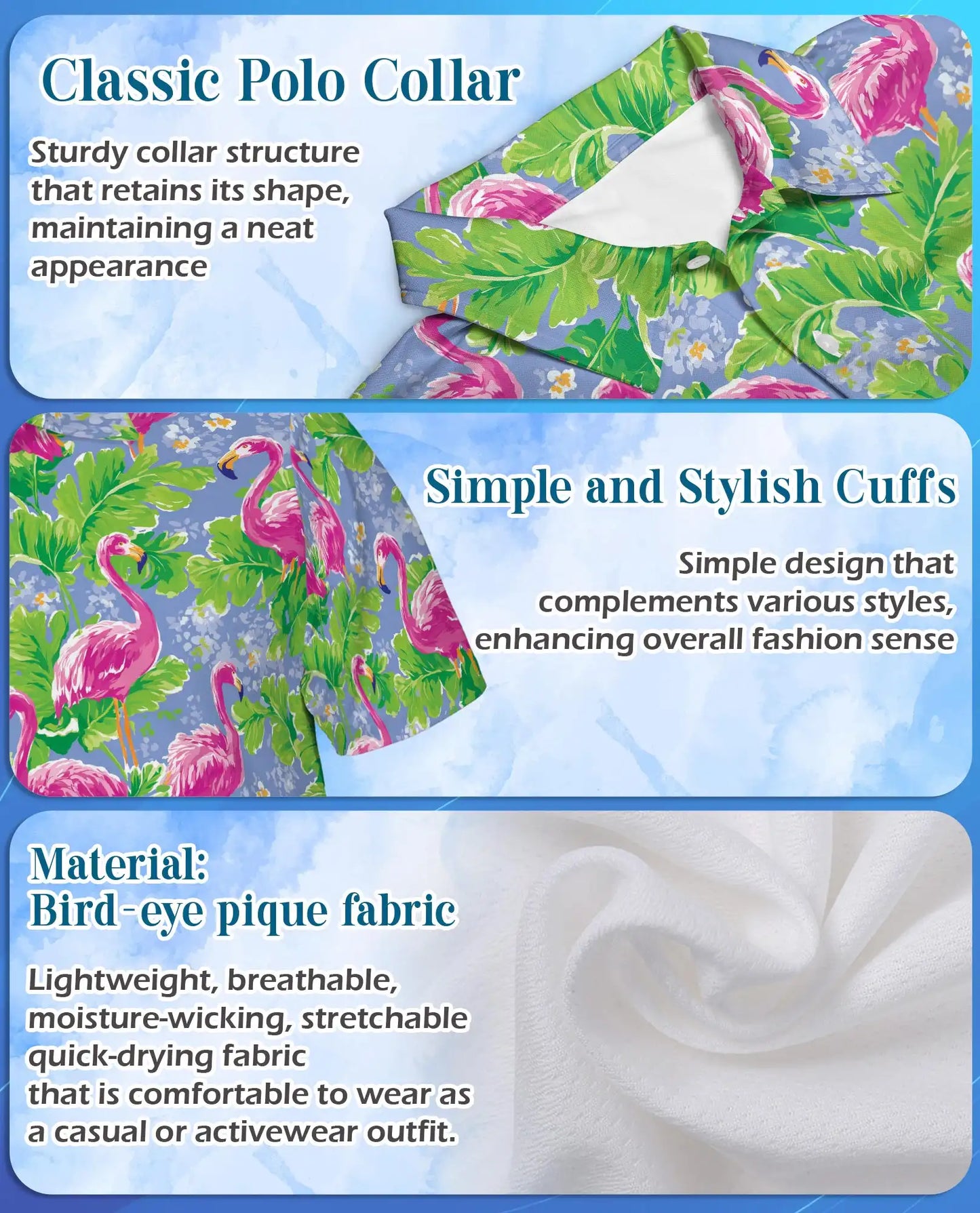 Pink Flamingo Polo Shirt - Tropical Garden Resort Style | Netecom