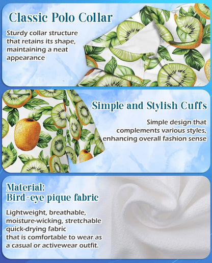 Kiwi Fruit Polo Shirt - Tropical Botanical Summer Style | Netecom