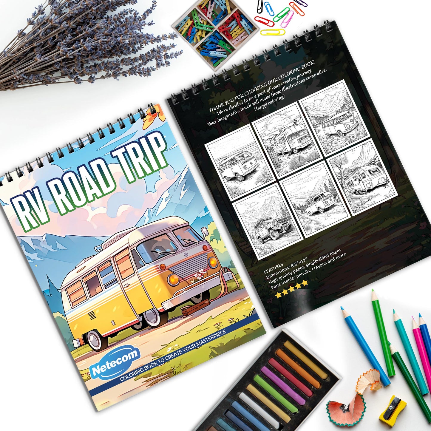 RV Road Trip Spiral Bound Coloring Book, Scenic Road Trip Adventures to Color, Perfect for Travel Enthusiasts and Those Seeking an Artistic Journey