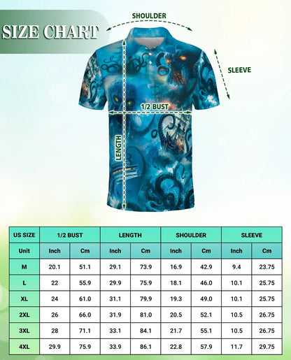 Kraken Ocean Polo Shirt – Sea Monster Horror Print | Netecom