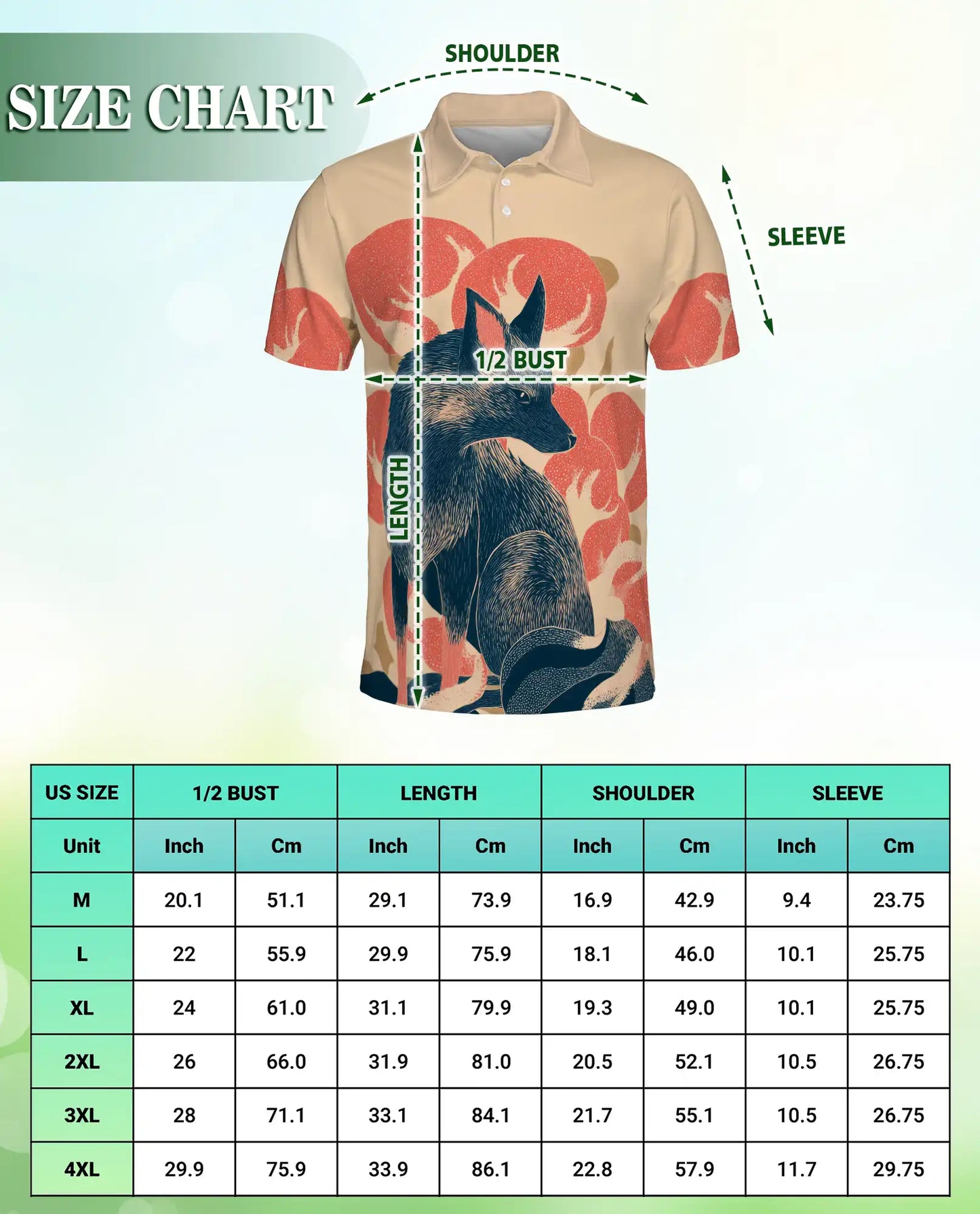 Scandinavian Fox Art Polo Shirt-Modern Woodland Wildlife Design | Netecom