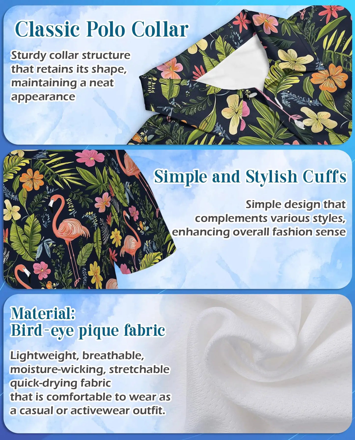 Flamingo Floral Polo Shirt – Tropical Summer Style | Netecom