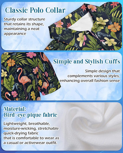 Flamingo Floral Polo Shirt – Tropical Summer Style | Netecom