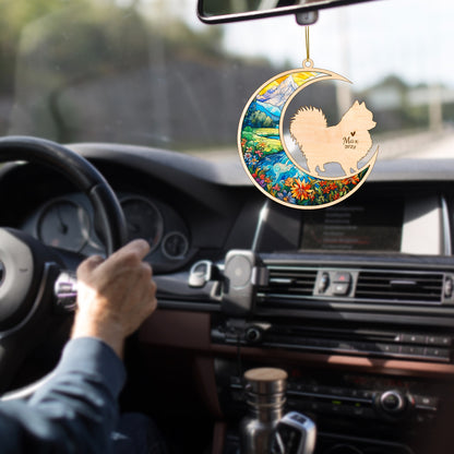 Netecom Pomeranian Dog Memorial Suncatcher, Personalized Dog Christmas Ornament with Name Date, Dog Death Sympathy Gift for Pet Loss Sun Catchers, Dog Grief Gift, Bereavement Gifts for Loss of Pet