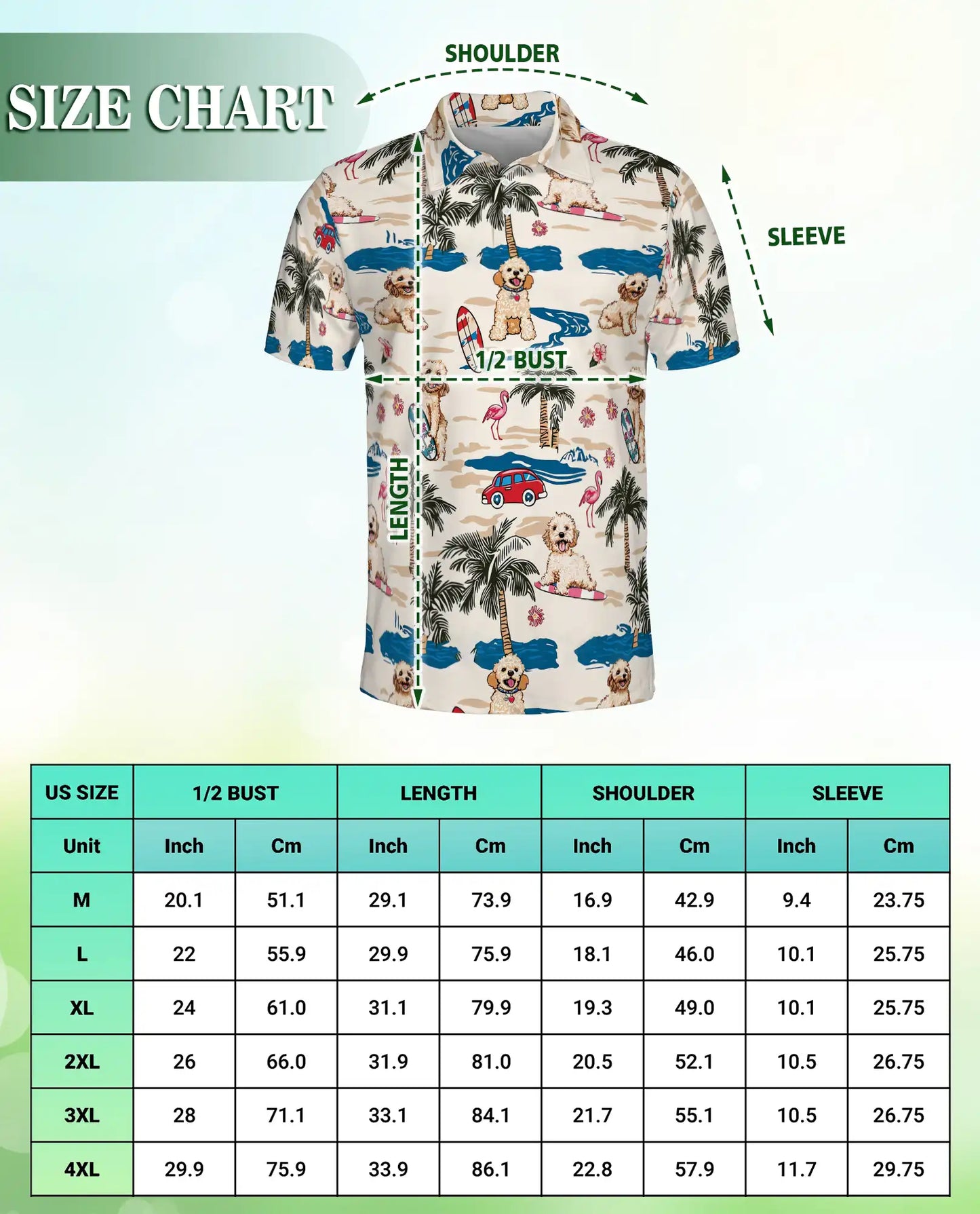 Cute Dog Beach Hawaiian 3D Polo Shirt for Men | Netecom
