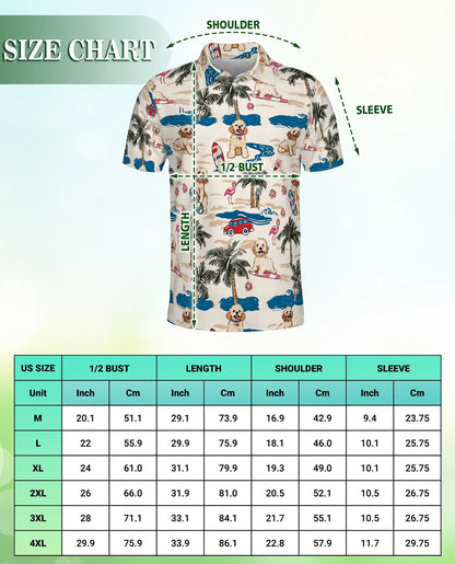 Cute Dog Beach Hawaiian 3D Polo Shirt for Men | Netecom