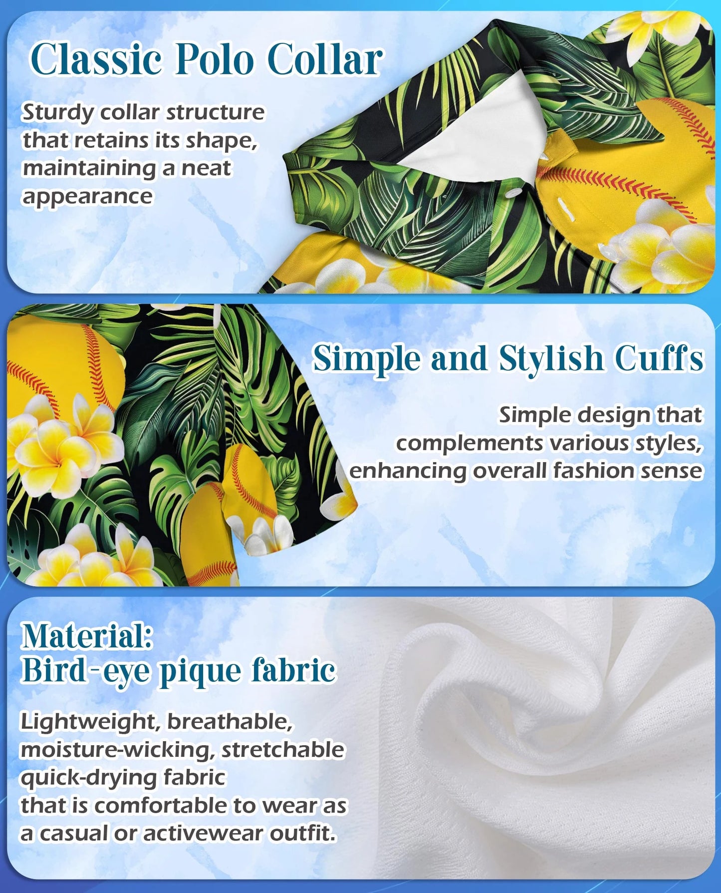 Softball Plumeria Polo Shirt for Men – Tropical Floral Style | Netecom