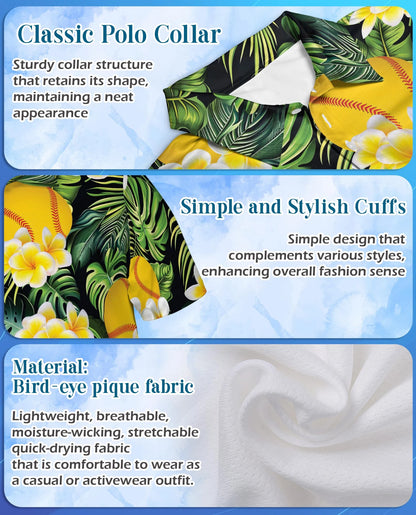 Softball Plumeria Polo Shirt for Men – Tropical Floral Style | Netecom