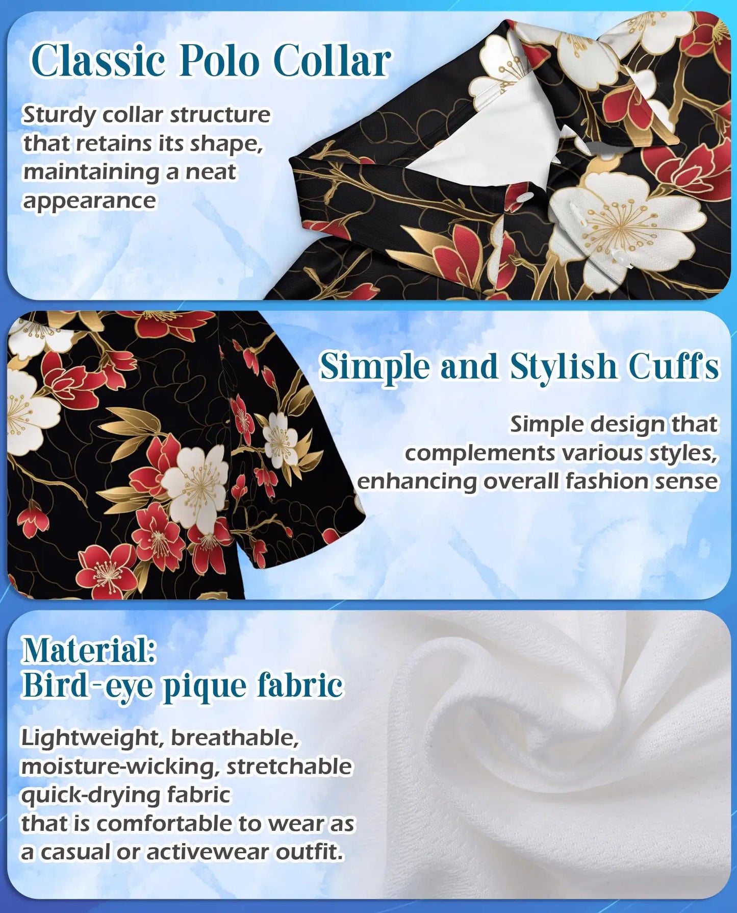Red Blossom Polo Shirt for Men – Elegant Floral Style | Netecom