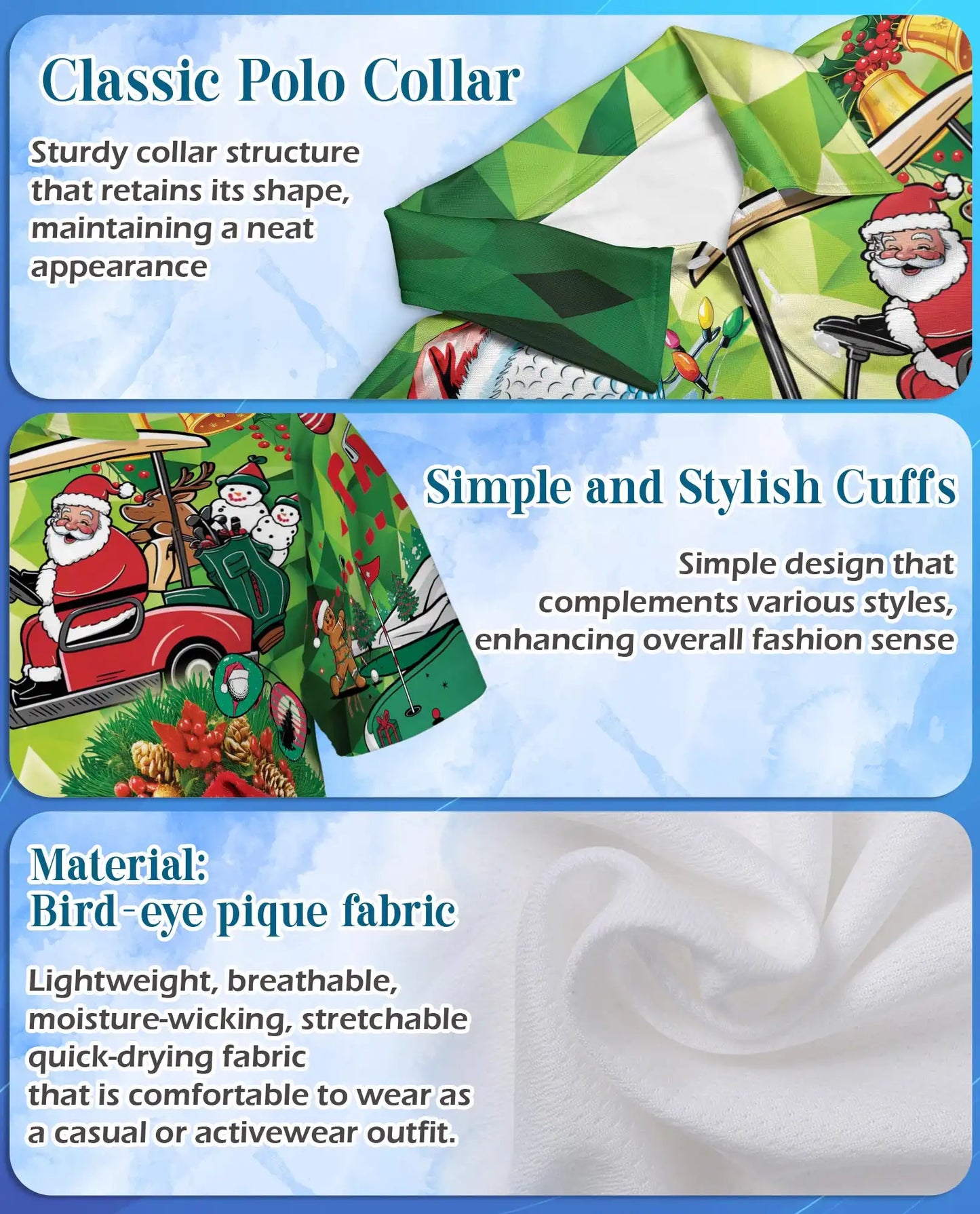 Funny Santa Golf 3D Polo Shirt for Men – Christmas Golfer Holiday Style | Netecom