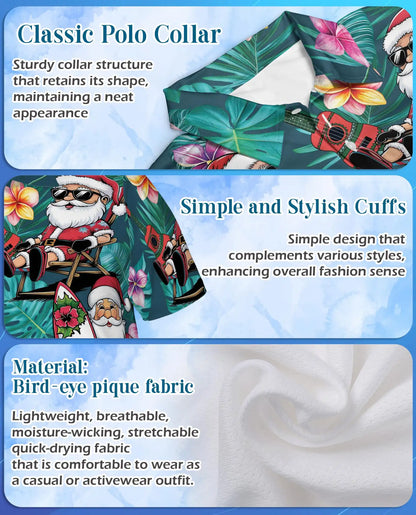Tropical Santa Polo Shirt - Beach Christmas Surfing Holiday Design | Netecom