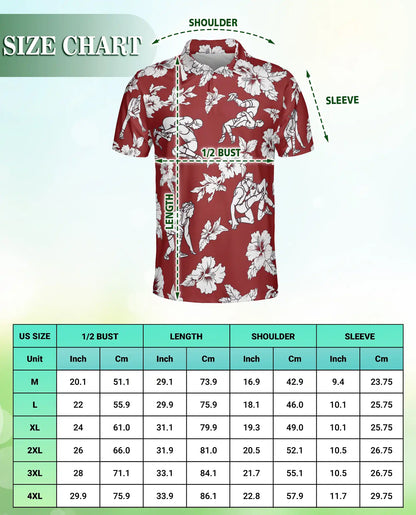 Red Hawaiian Wrestling Polo Shirt – Retro Style | Netecom