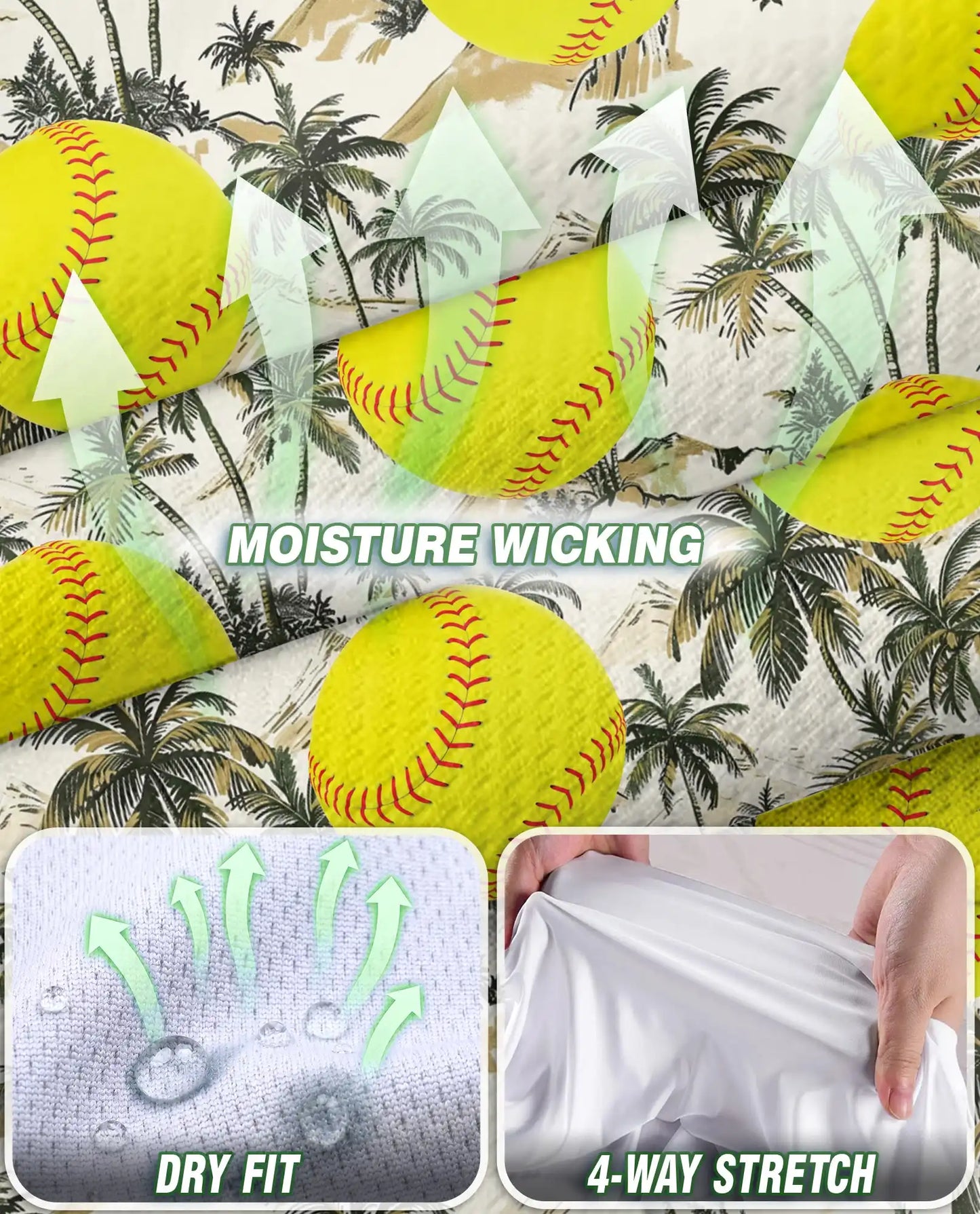 Tropical Palm Tree And Softball Sleeveless Polo Shirt for Women | Netecom
