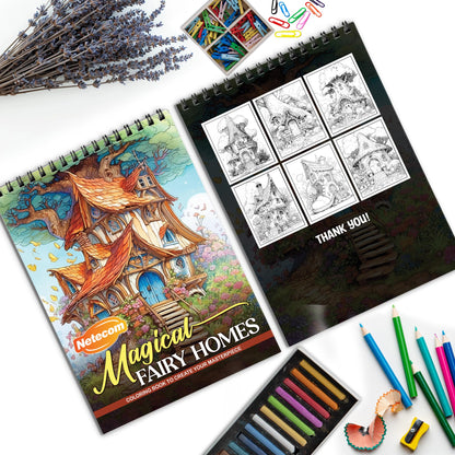 Magical Fairy Homes Spiral Bound Coloring Book, Enchanting Fairy Homes for a Mystical Coloring Journey, Perfect for Fans of Fantasy and Whimsy