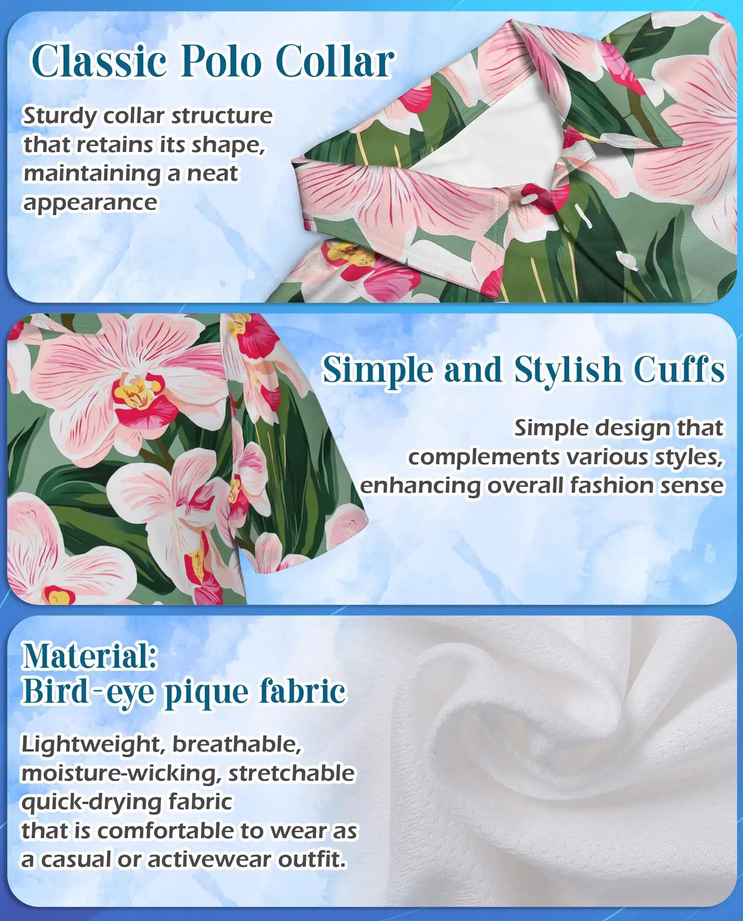 Pink Orchid Polo Shirt for Men – Tropical Floral Style | Netecom