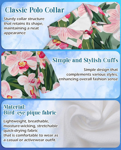 Pink Orchid Polo Shirt for Men – Tropical Floral Style | Netecom