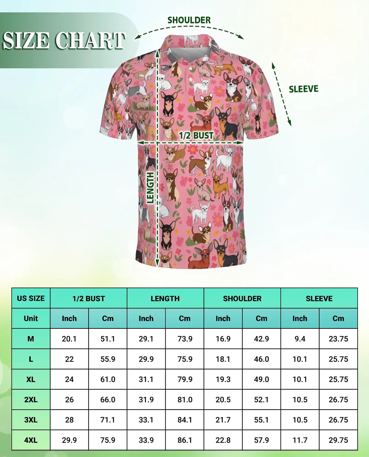Cute Chihuahua Floral Pattern Polo Shirt | Netecom