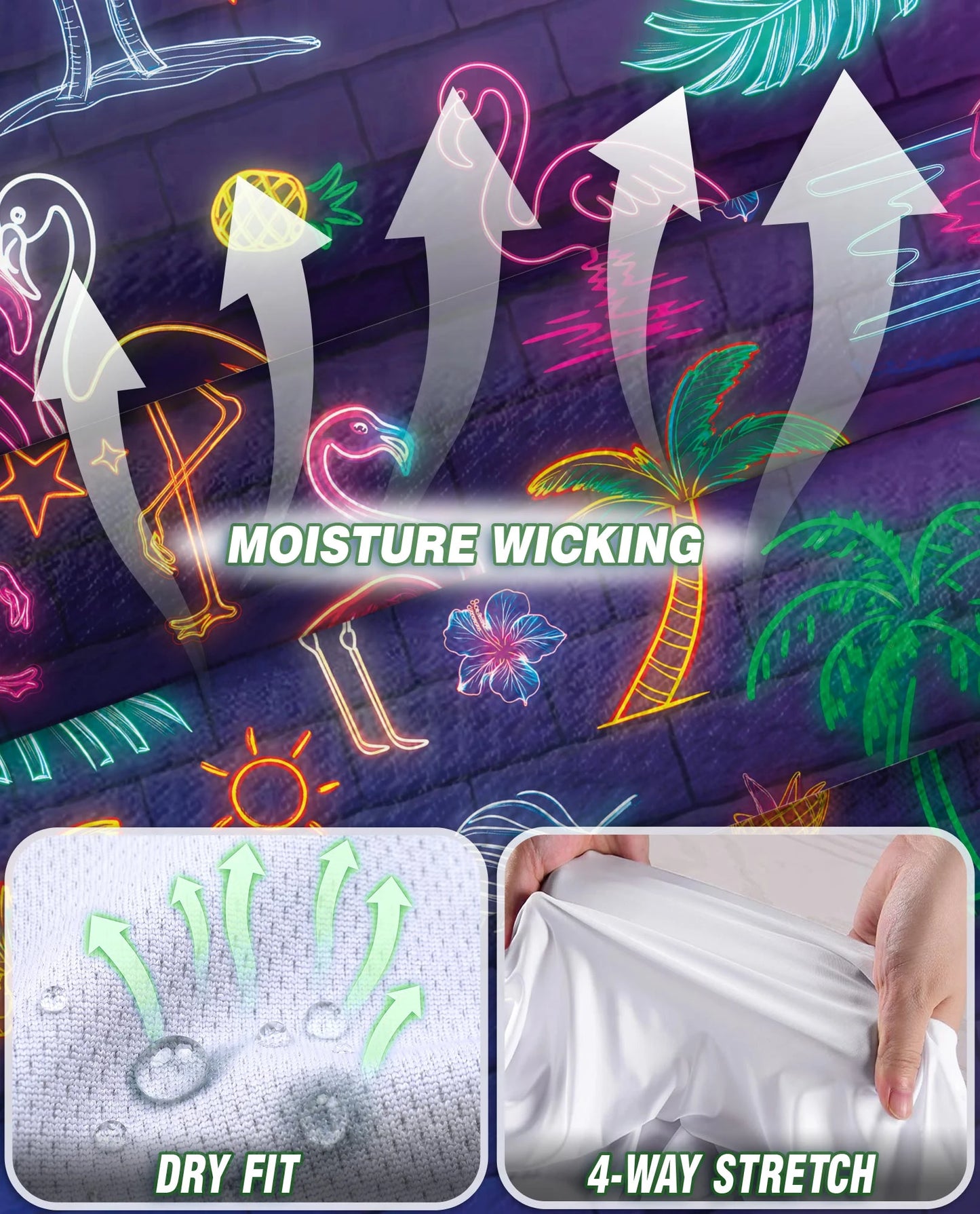 Synthwave Neon Tropical Sleeveless Polo Shirt for Women | Netecom