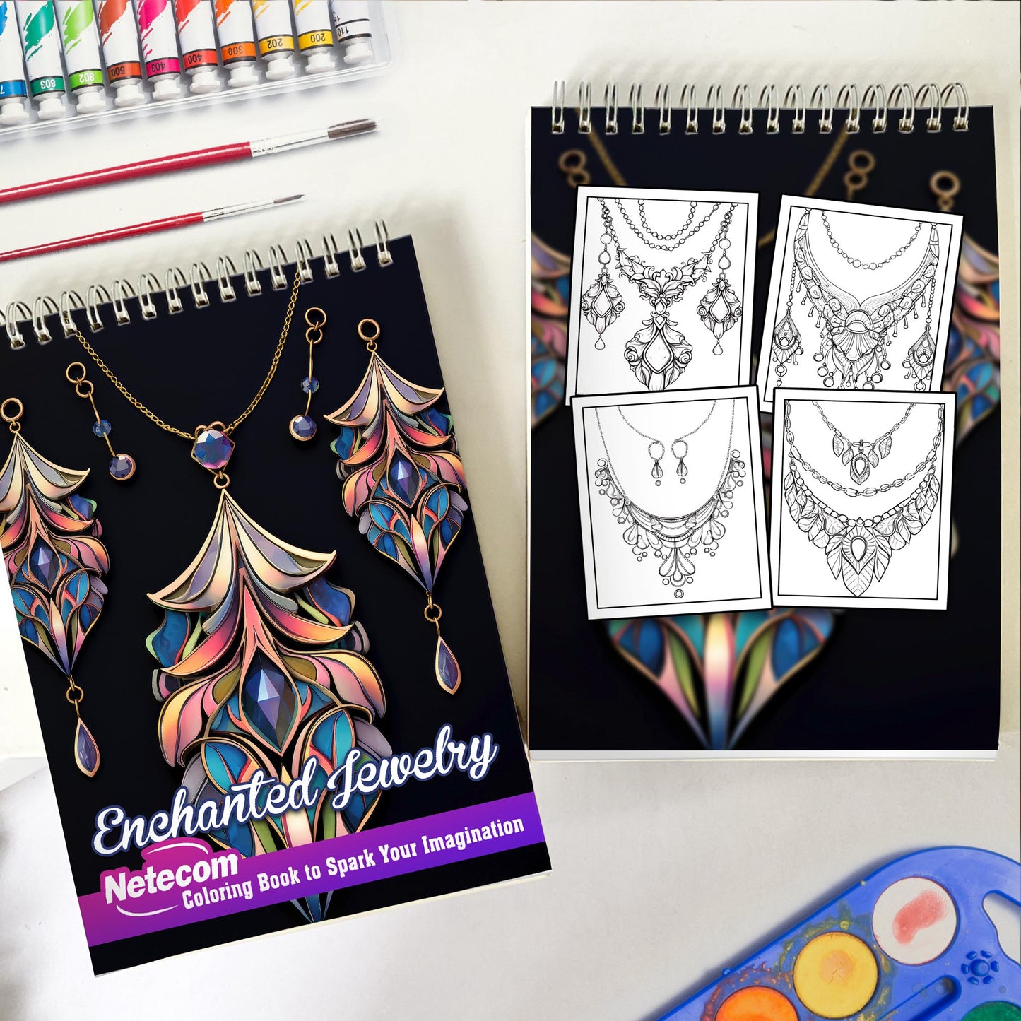 Enchanted Jewelry Spiral Bound Coloring Book, Enjoy 30 Coloring Pages of Exquisite Jewelry Designs for Artistic Explorers to Admire